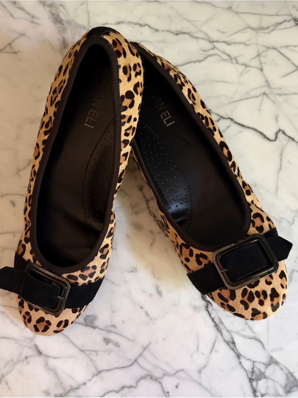 VANELi Leopard Print Calf Hair Ballet Flats